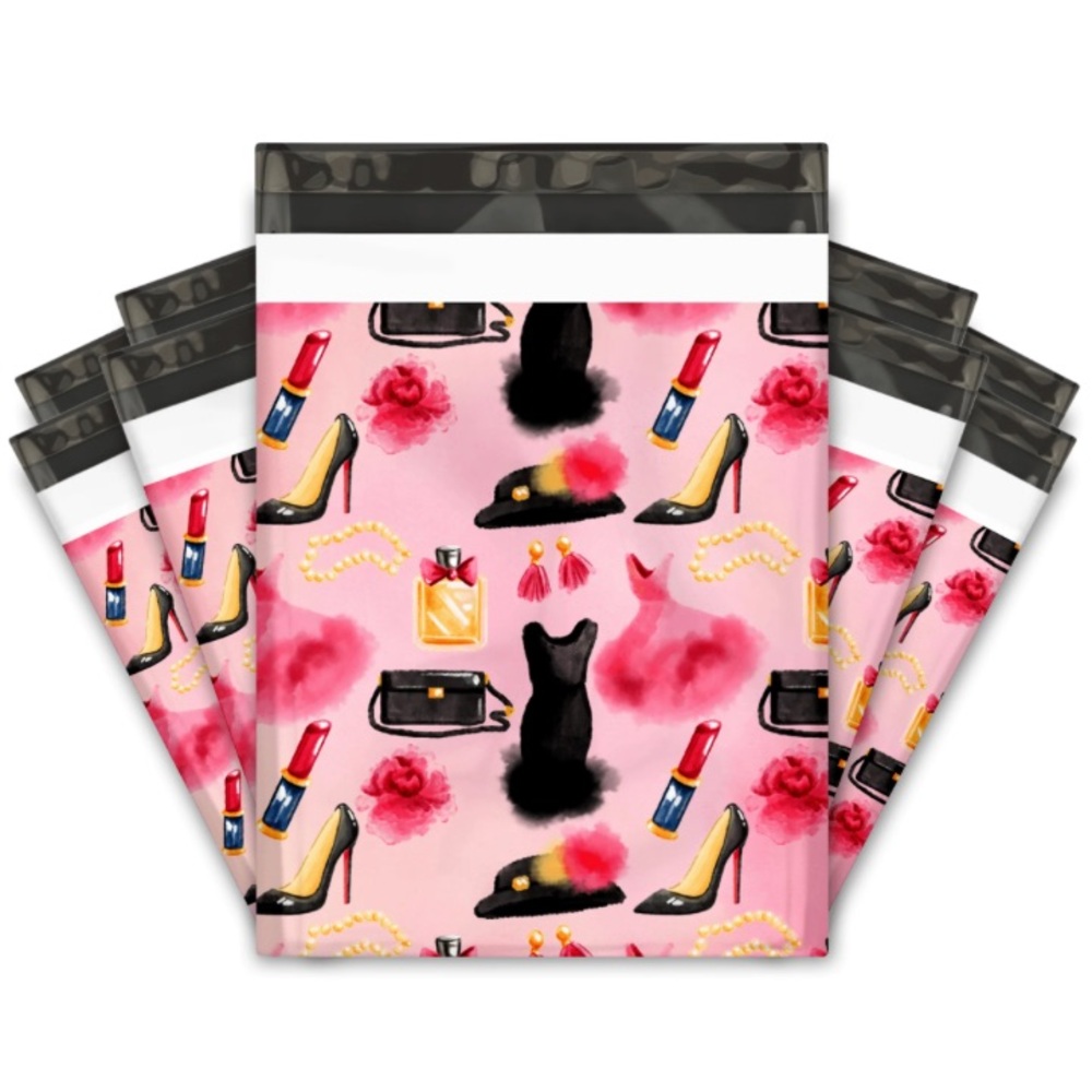 Fashion Boutique 10x13 Poly Mailers Set of 20 Pink High Heel Purse Lipstick New